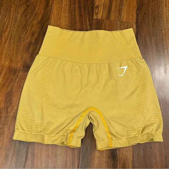 Gymshark mustard yellow activewear spandex like shorts - Picture 1 of 3